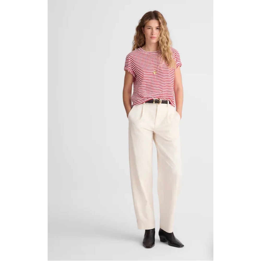 Madewell‎ Trousers Womens 4 Ivory Excellent Tencel Linen Barrel-Leg Trouser Pant